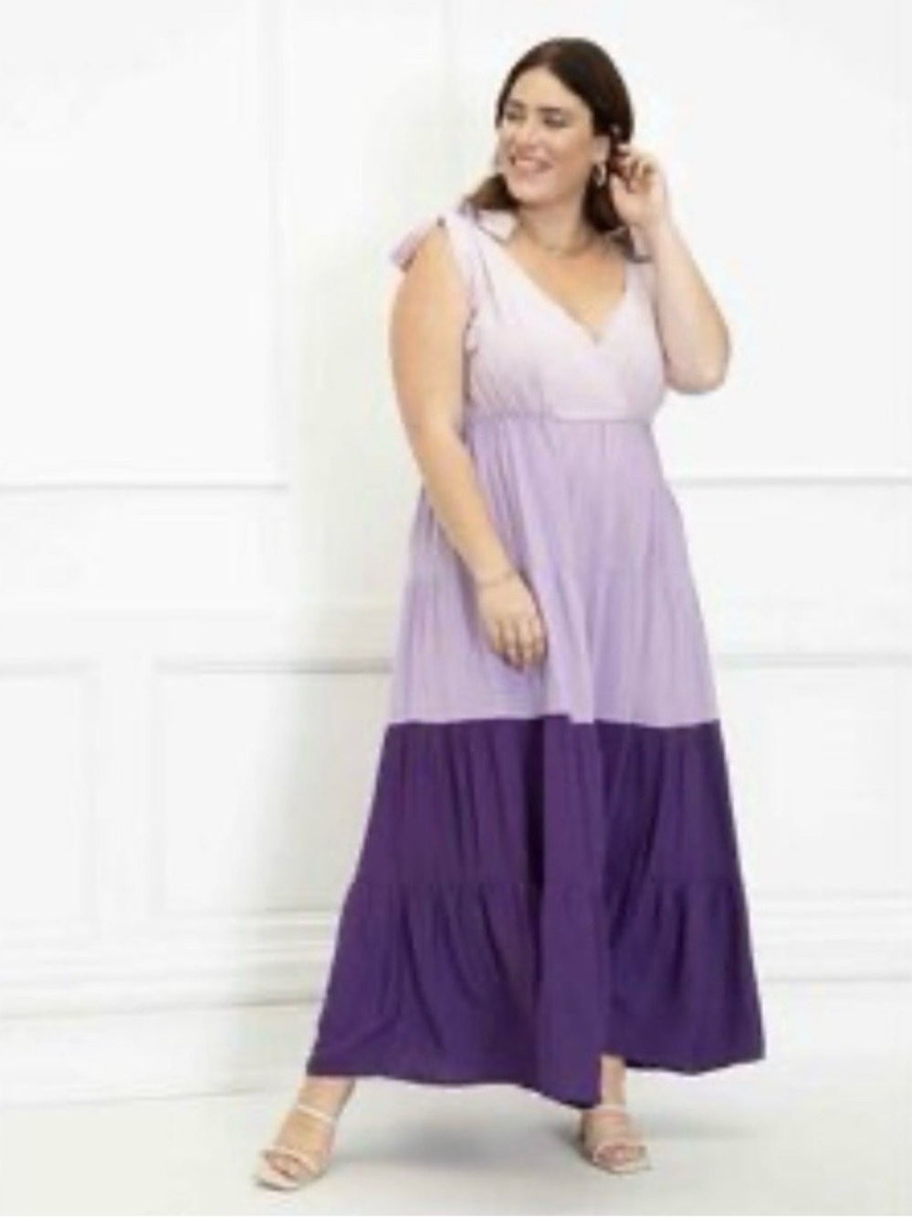 Eloquii romantic maxi dress women's summer lavender purple teired ruffle